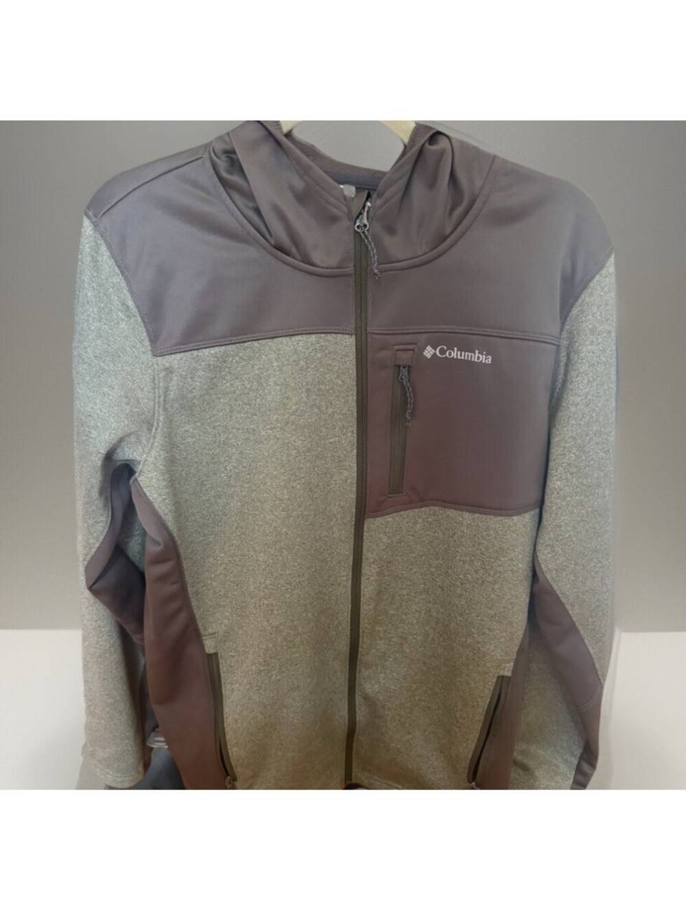 HARDLY WORN Columbia Men's S Harlem Park Full Zip Hoodie - SAGE & OLIVE GRN